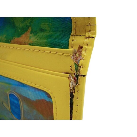 Baekgaard Yellow Banana Patent Faux Leather Wallet Card Slots Tri-fold 8.5x4" - Picture 7 of 11